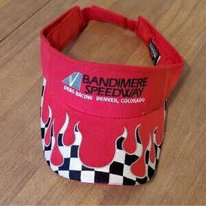 Bandimere Speedway Adjustable Red Magic Headwear Checker Flame Visor Drag Racing